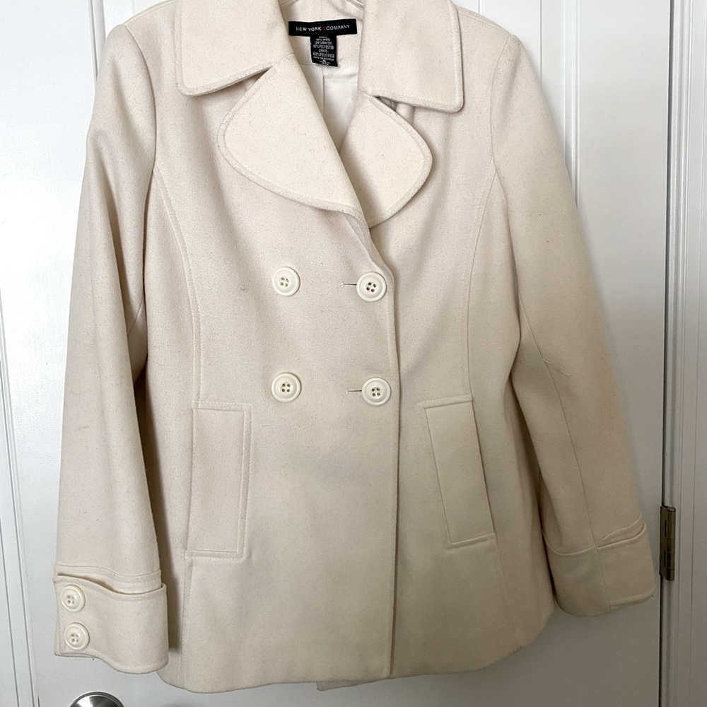 New York & Company Peacoat.  White. EUC.